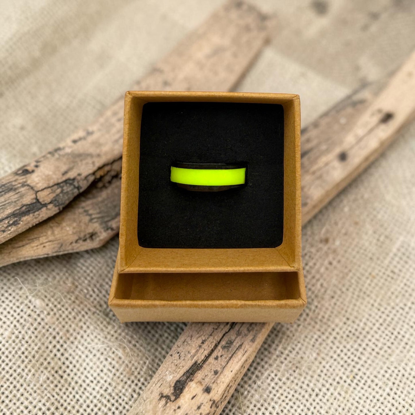 These Pretty Things Fluoresent Yellow Black Ring