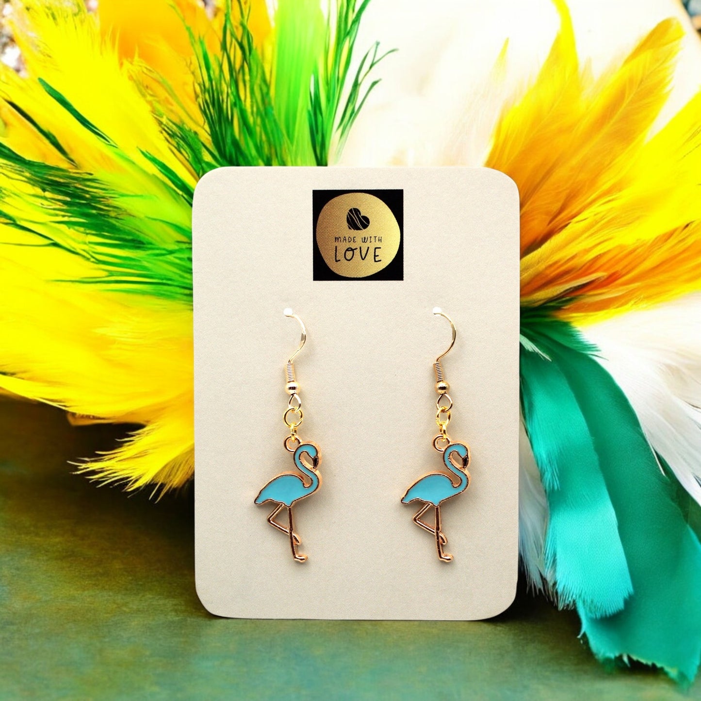 Made With Love Charmed Collection Blue Flamingo Hook Earrings