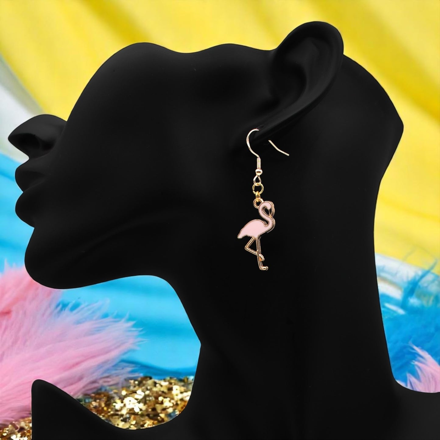 Made With Love Charmed Pink Flamingo Hook Earrings