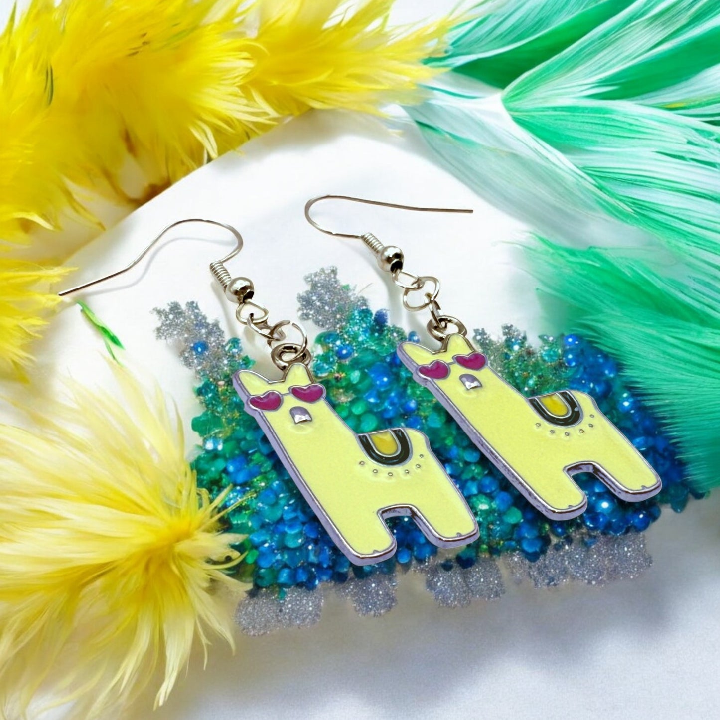 Made With Love Charmed Collection Large Yellow Alpaca Hook Earrings