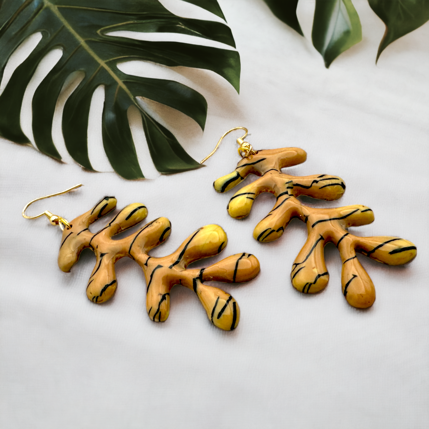 These Pretty Things Bijoux Tiger Collection Large Cascading Waves Hook Earrings