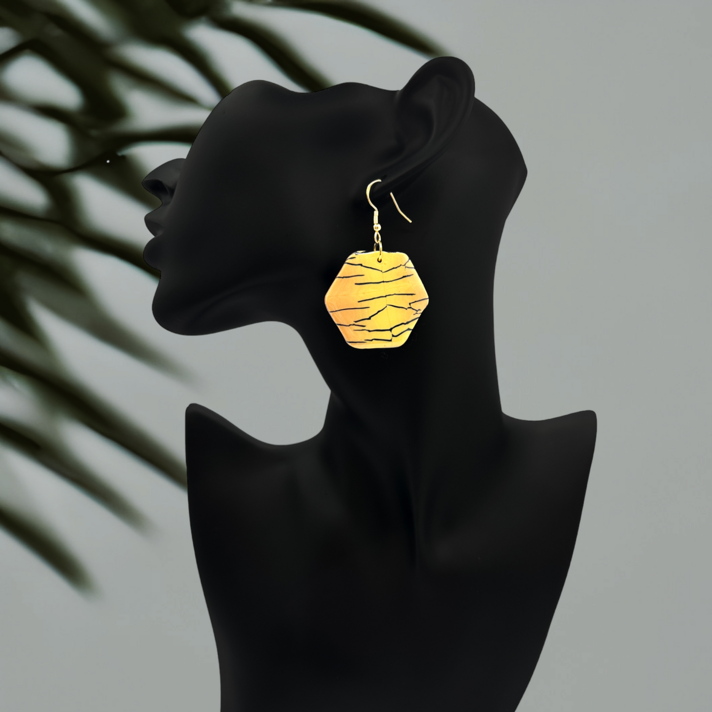 These Pretty Things Bijoux Tiger Collection Large Hexagon Hook Earrings
