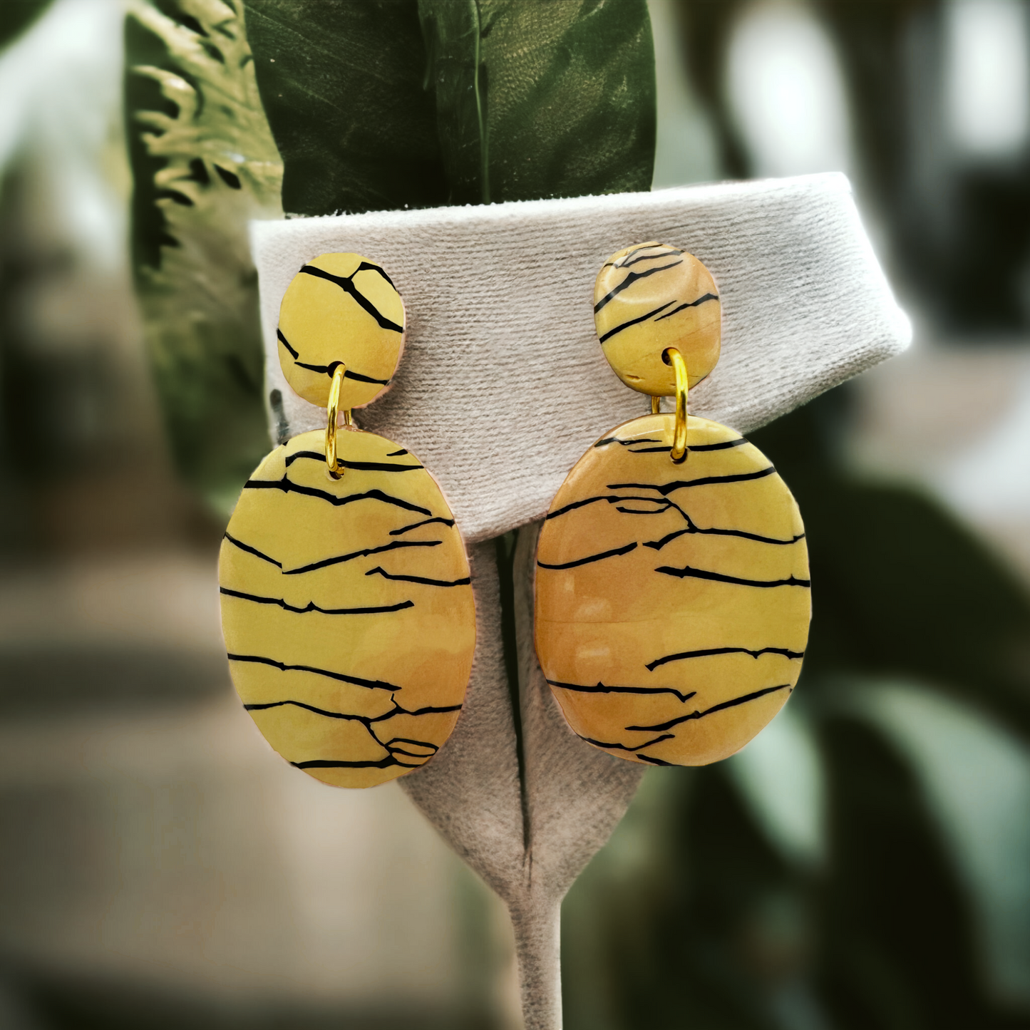 These Pretty Things Bijoux Tiger Collection Large Oval Drop Post Earrings