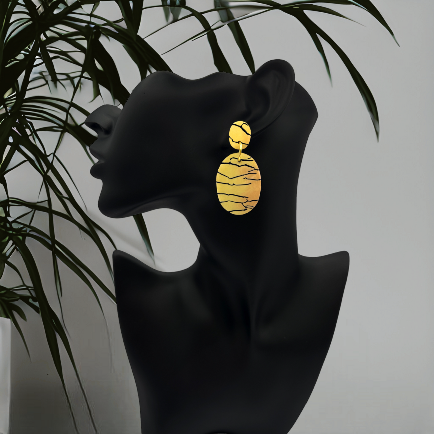 These Pretty Things Bijoux Tiger Collection Large Oval Drop Post Earrings