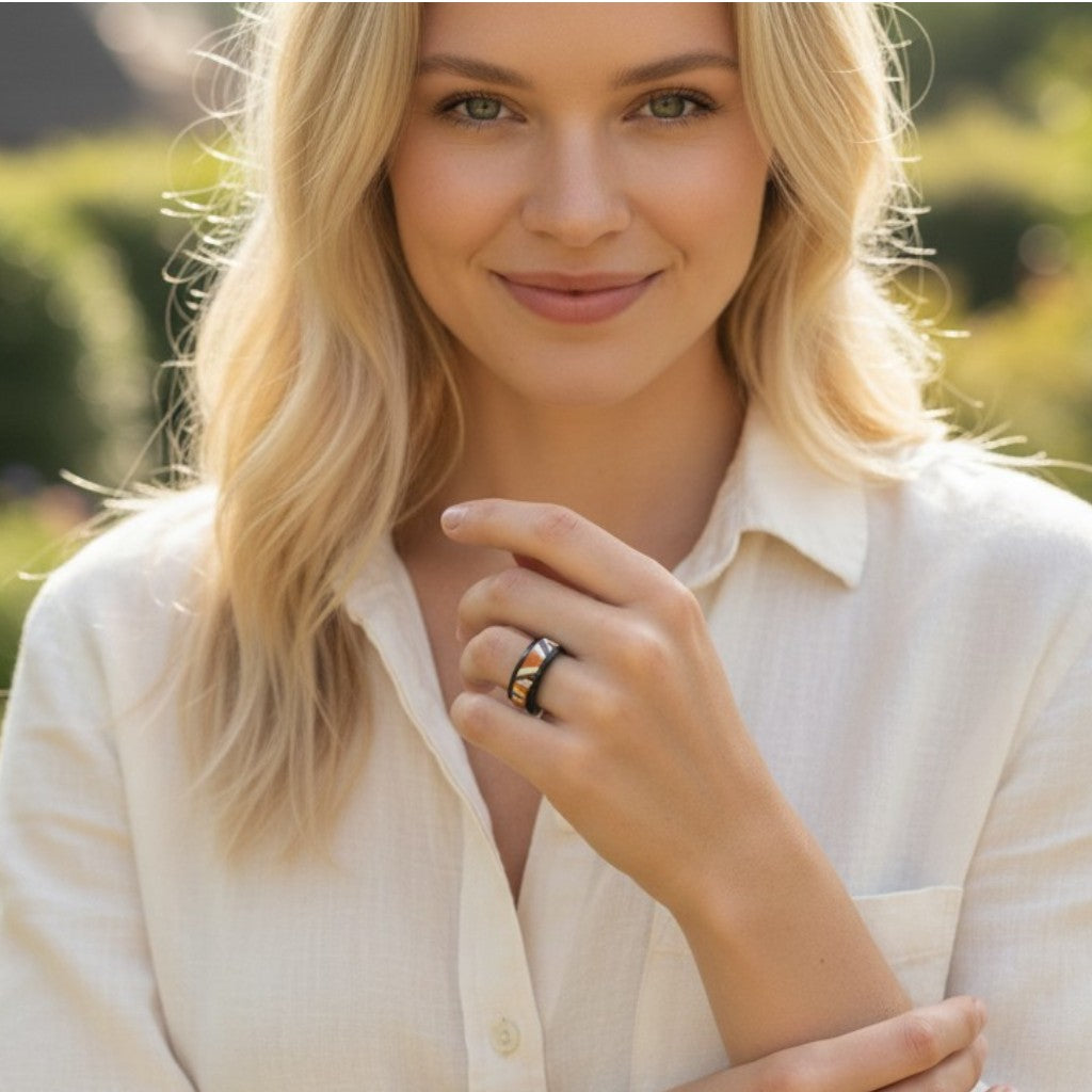 These Pretty Things Cognac Marble Black Ring