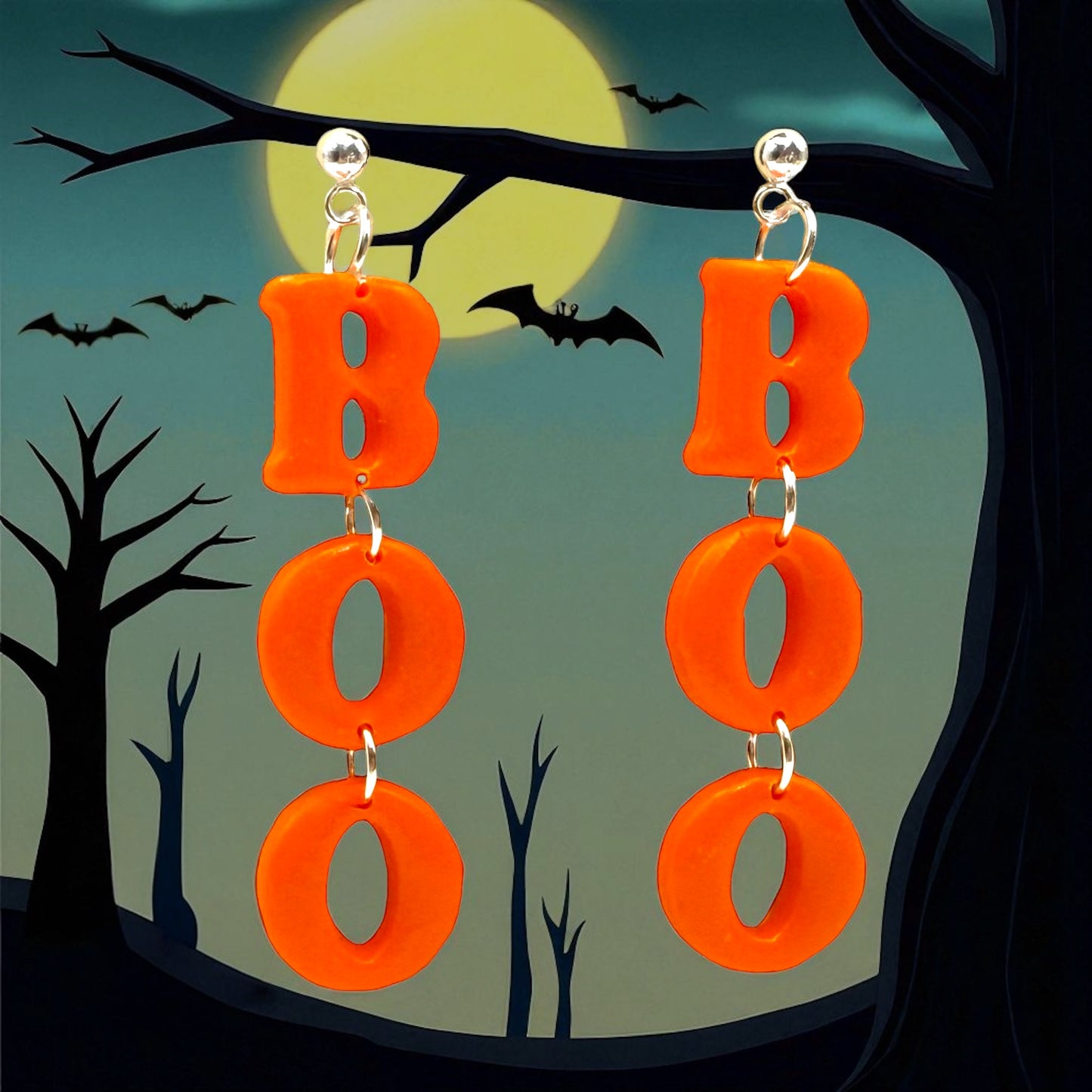 These Pretty Things Halloween Boo All Orange Earrings