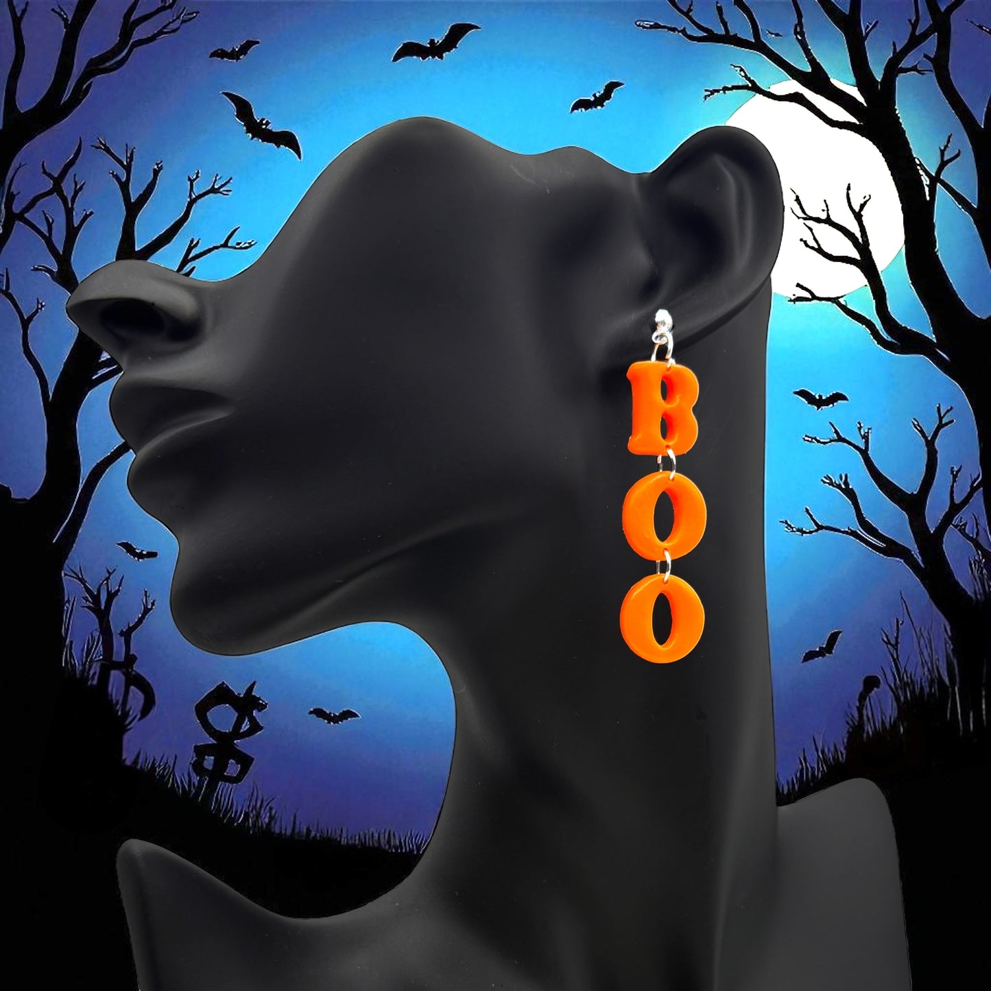 These Pretty Things Halloween Boo All Orange Earrings