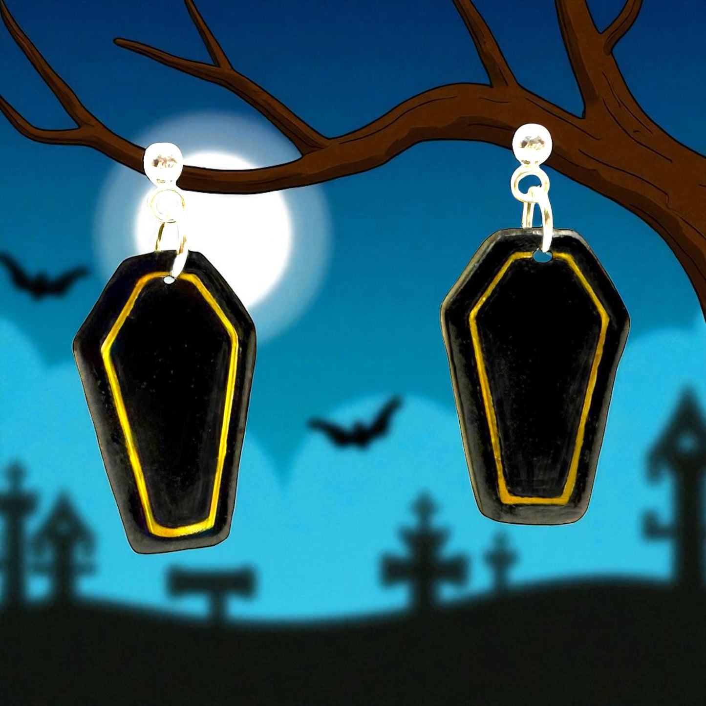 These Pretty Things Halloween Coffin Earrings