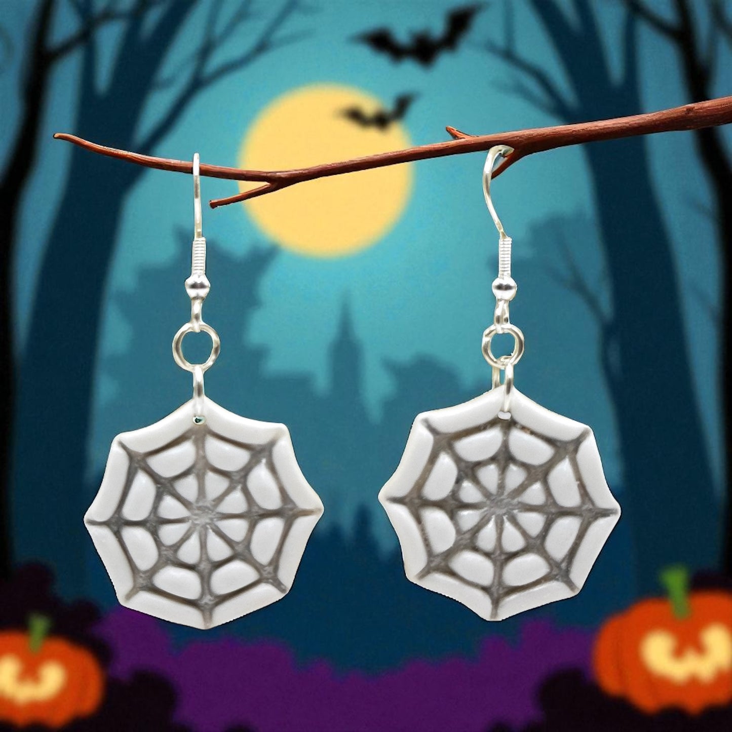 These Pretty Things Halloween Spiders Web Earrings