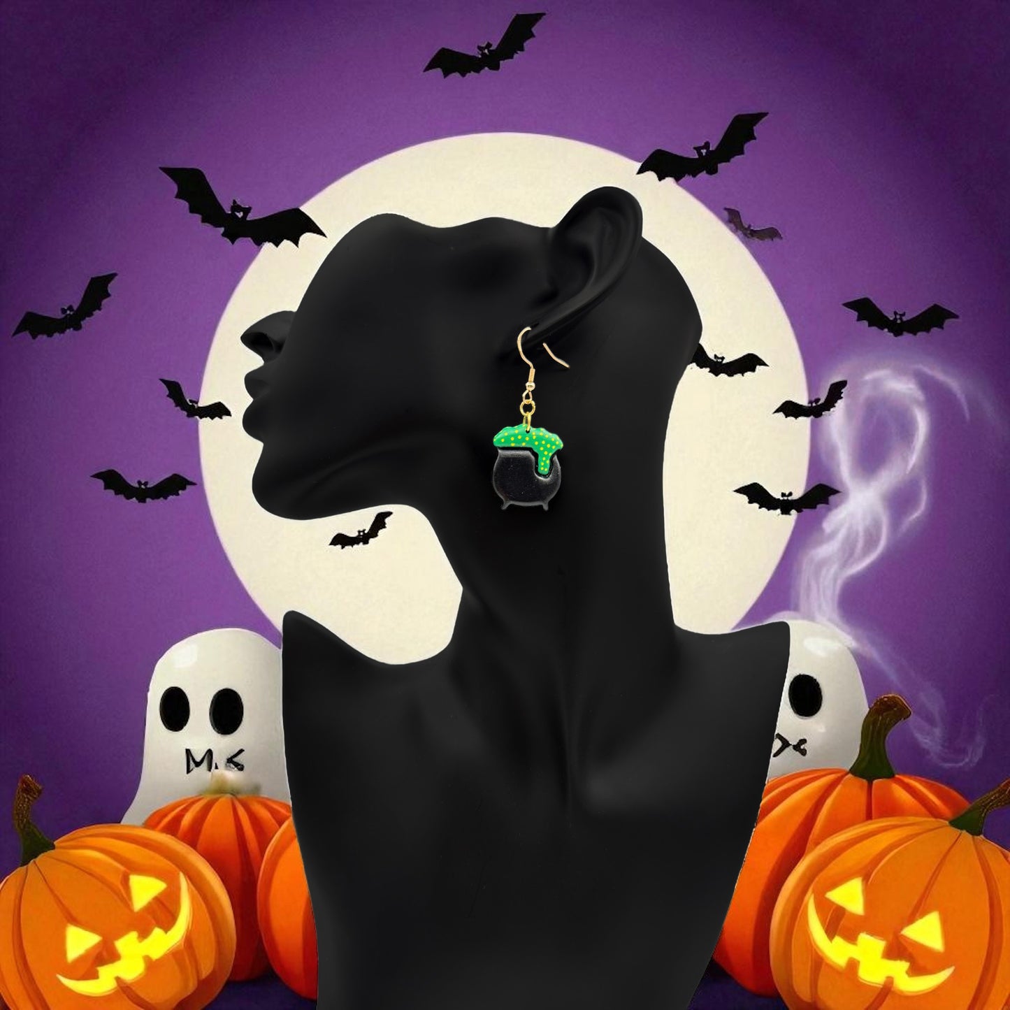 These Pretty Things Halloween Witches Cauldron Earrings