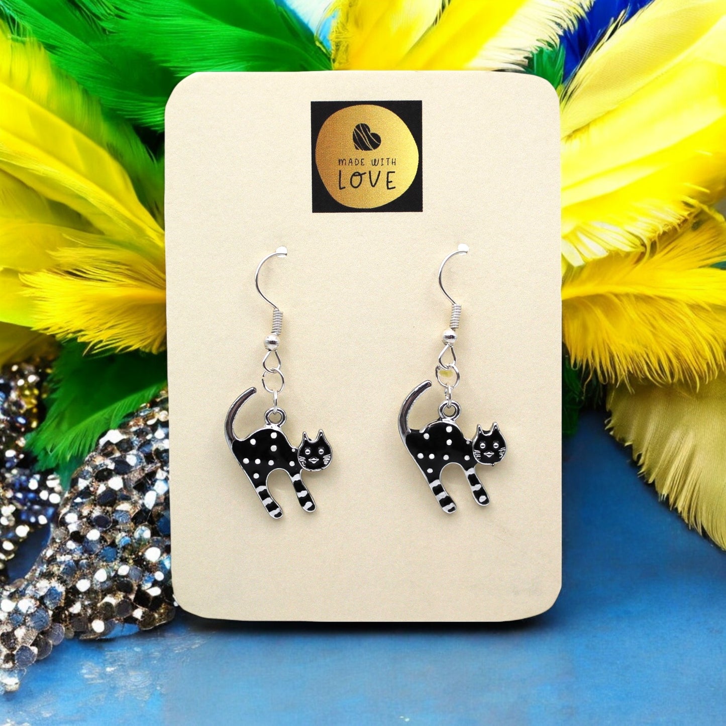 These Pretty Things Charmed Collection Arched Black Large Cat Earrings