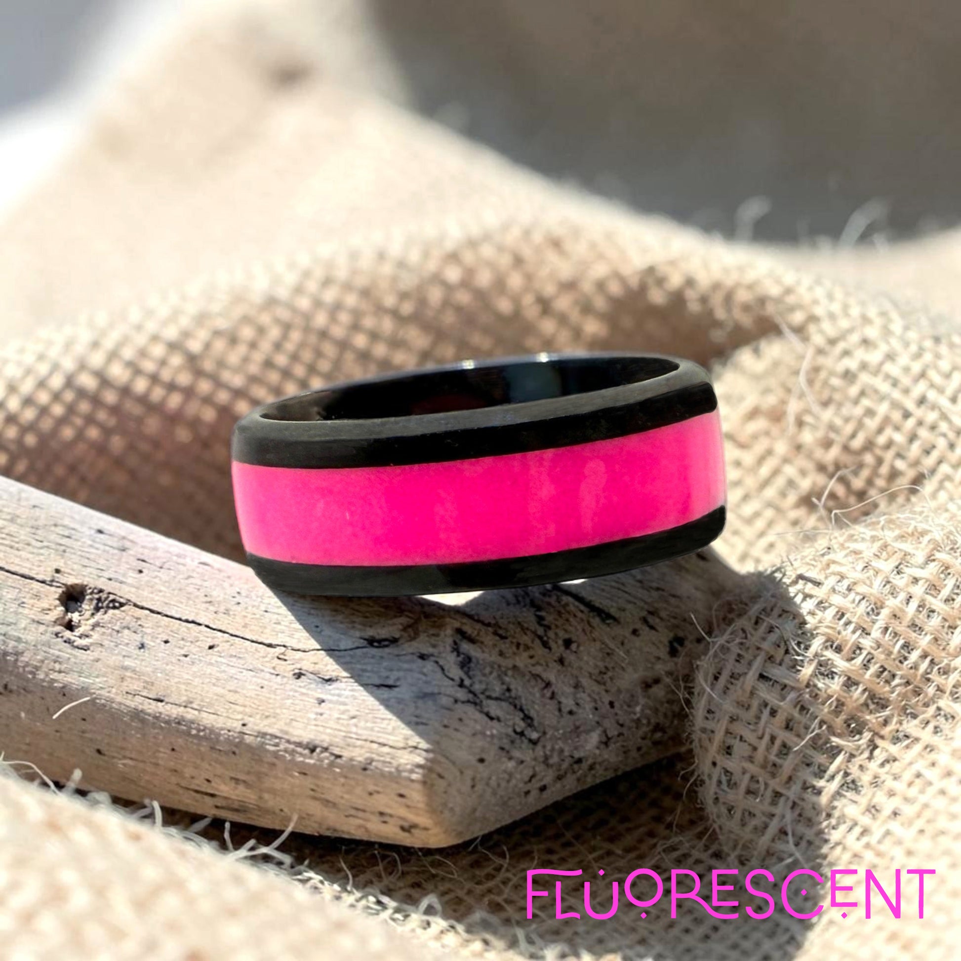 These Pretty Things Fluorescent Pink Black Ring