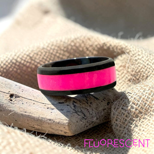 These Pretty Things Fluorescent Pink Black Ring