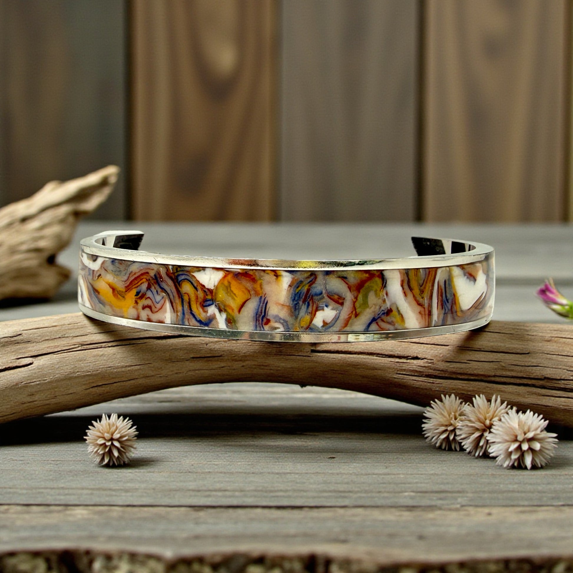 These Pretty Things Marbled Earth Silver Bangle