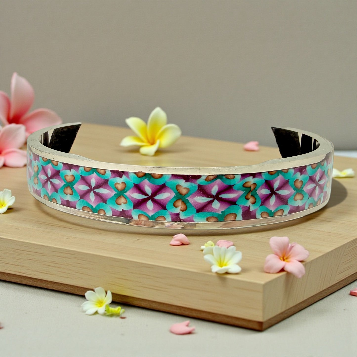 These Pretty Things Violet Cloisonne Silver Bangle