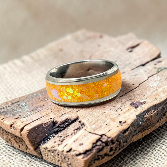 ThesePretty Things Orange Crystals Silver Ring