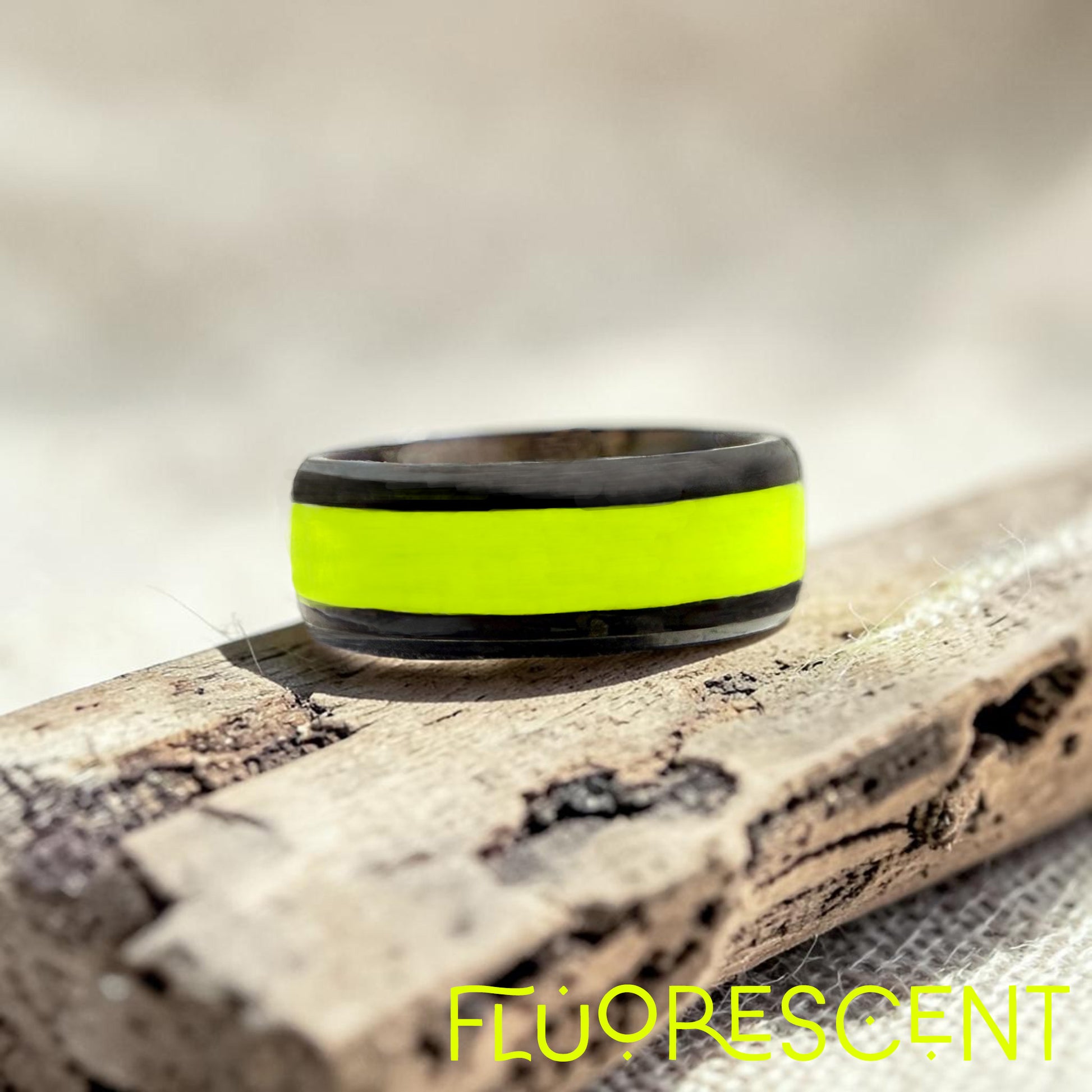 These Pretty Things Fluoresent Yellow Black Ring