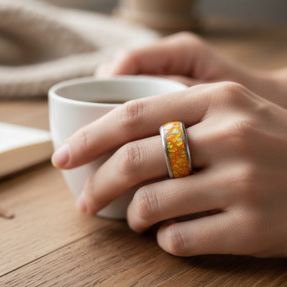 ThesePretty Things Orange Crystals Silver Ring