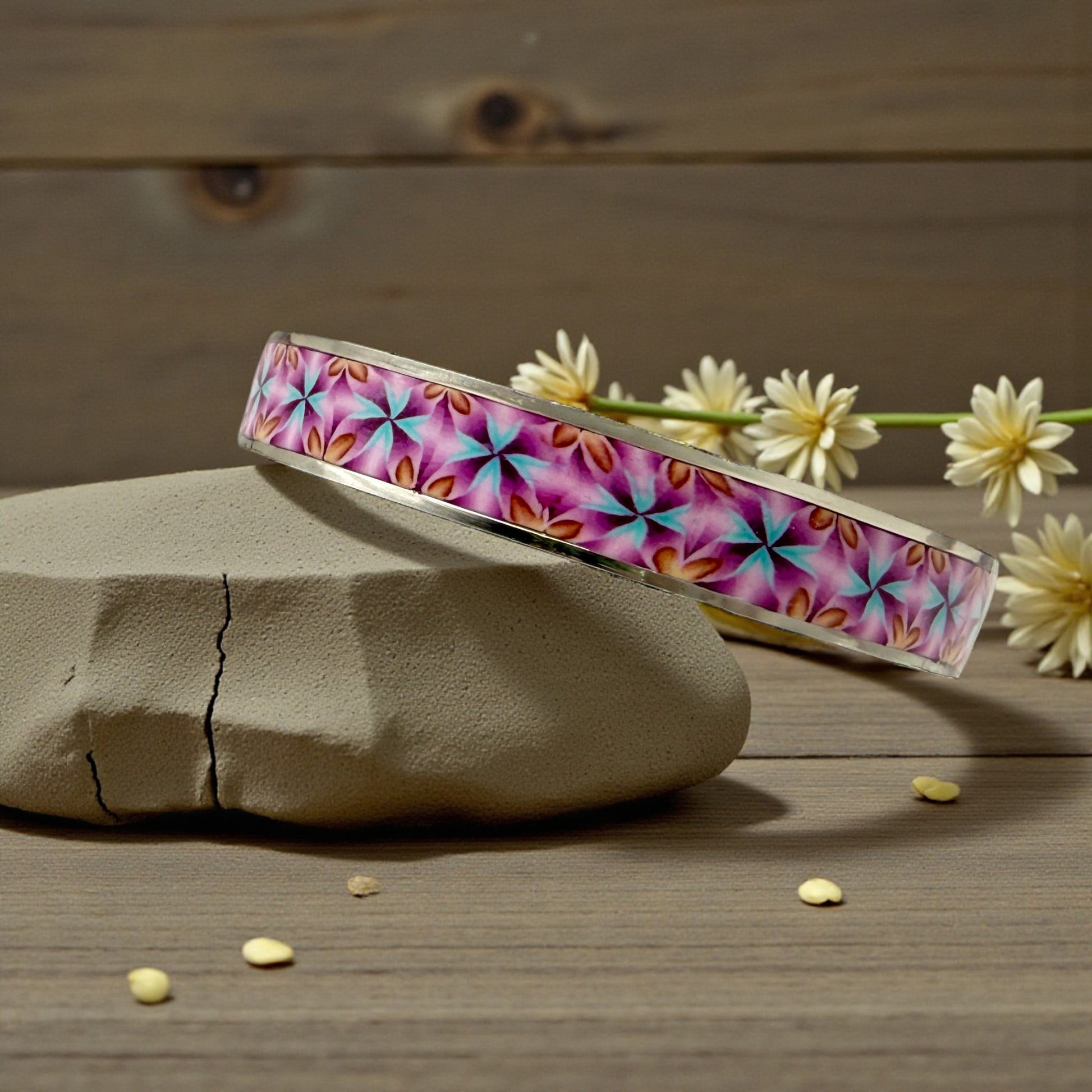 These Pretty Things Velvet Petals Silver Bangle