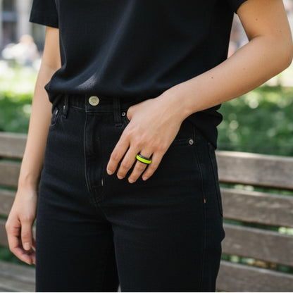 These Pretty Things Fluoresent Yellow Black Ring