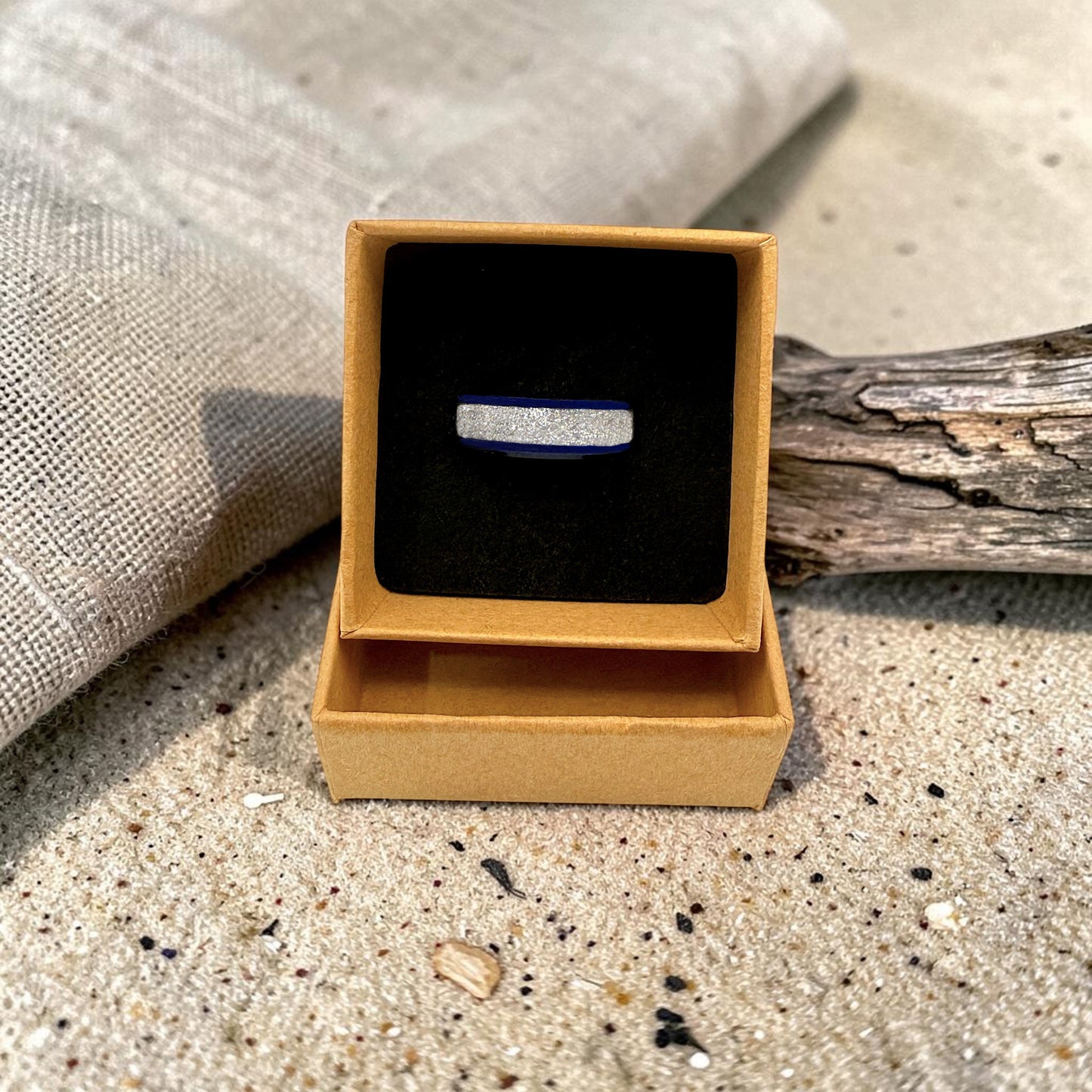 These Pretty Things Blue Silver Glitter Ring