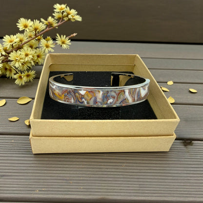 These Pretty Things Marbled Earth Silver Bangle