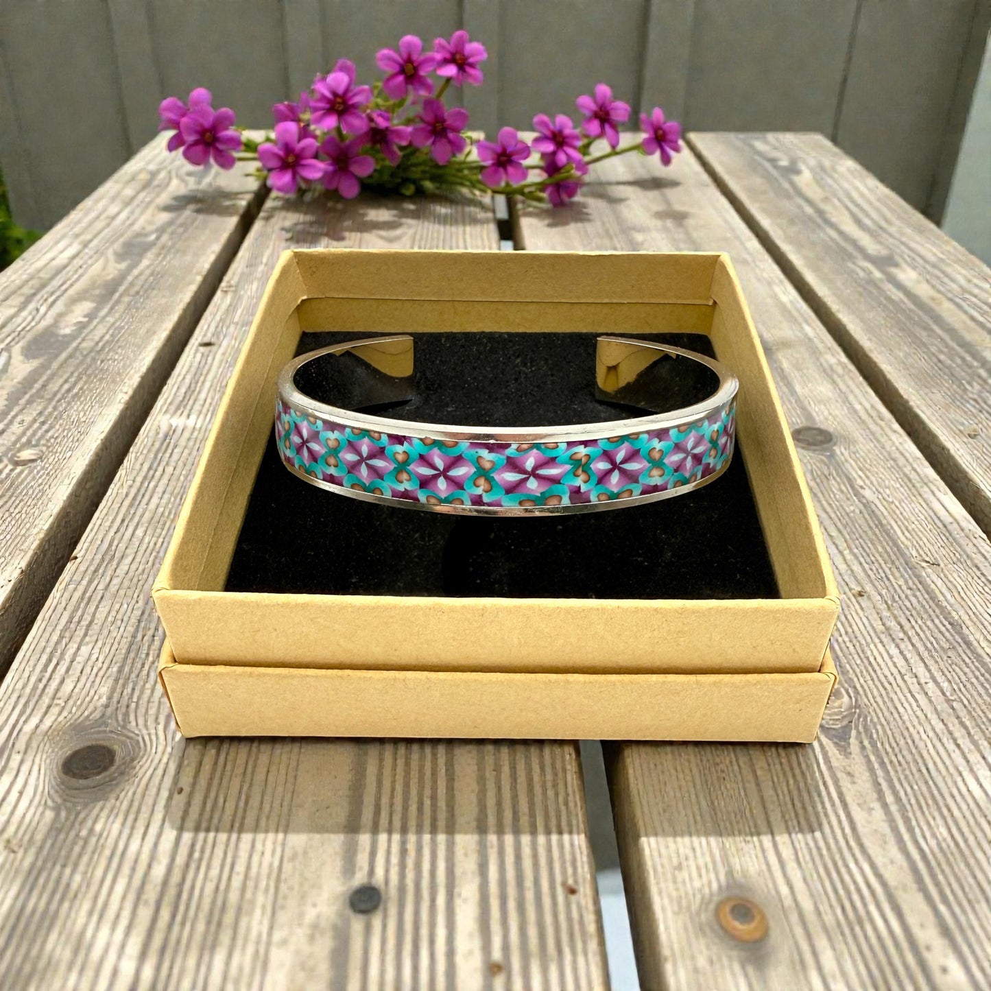 These Pretty Things Violet Cloisonne Silver Bangle