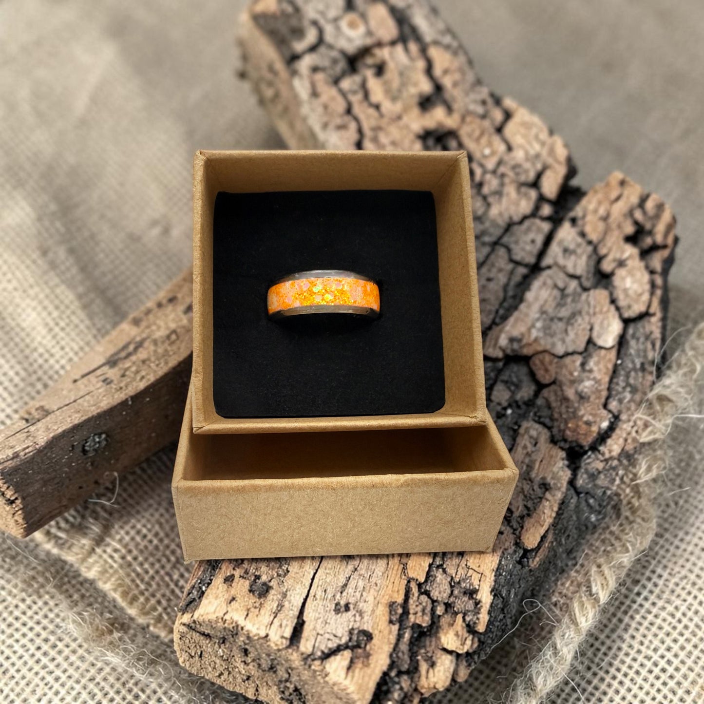 ThesePretty Things Orange Crystals Silver Ring