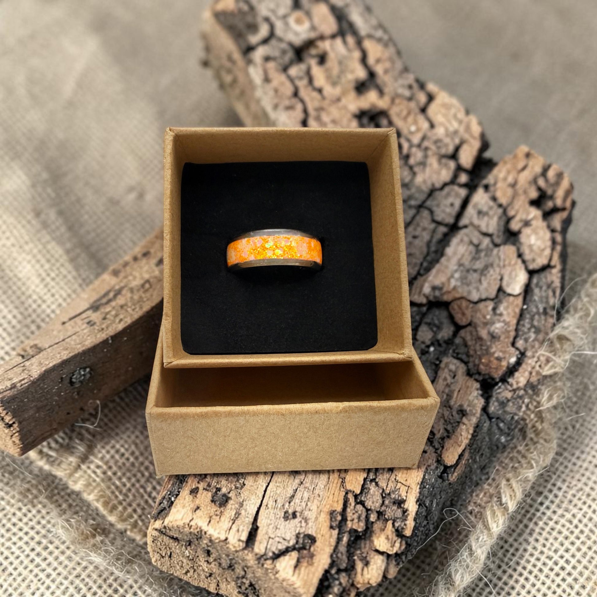 ThesePretty Things Orange Crystals Silver Ring