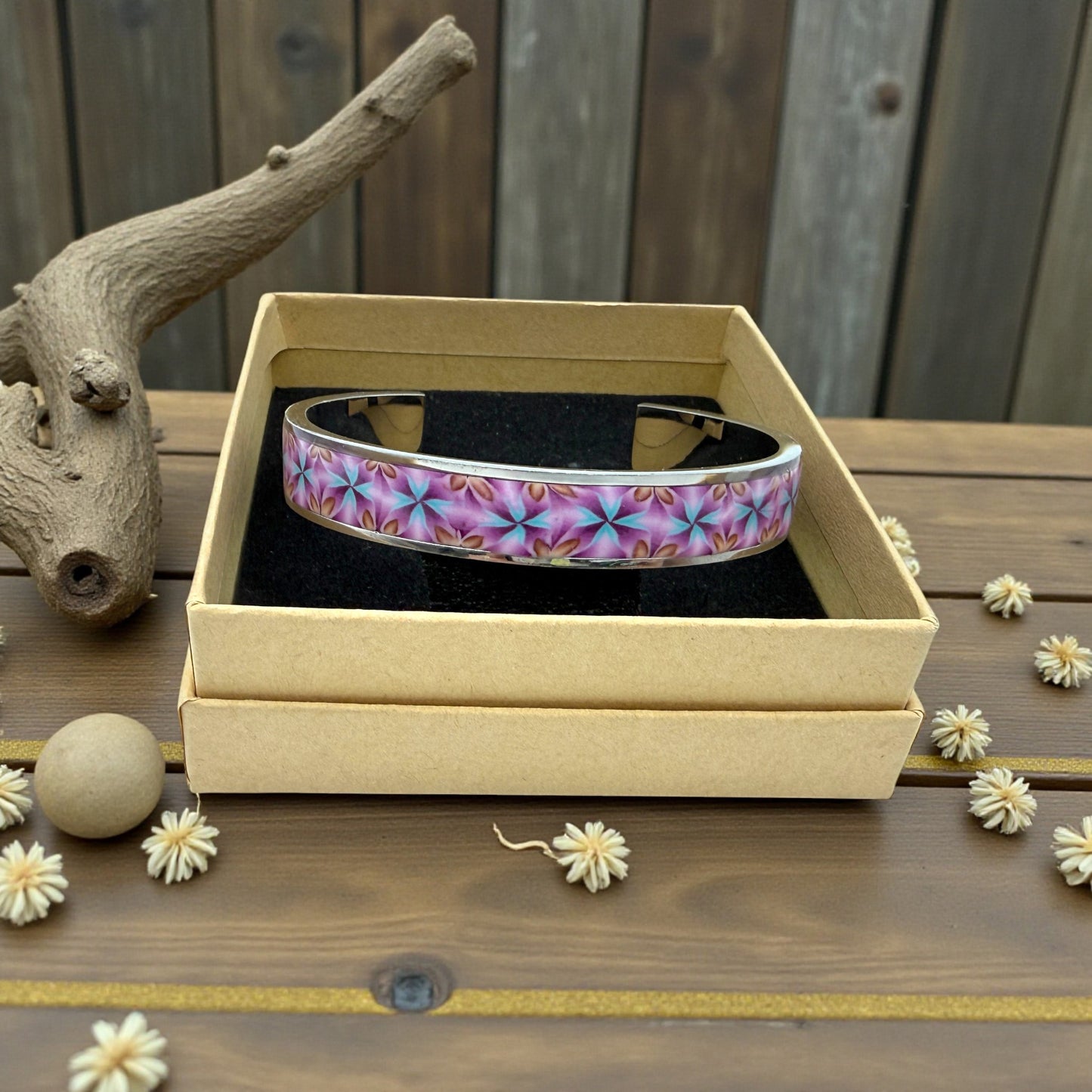 These Pretty Things Velvet Petals Silver Bangle