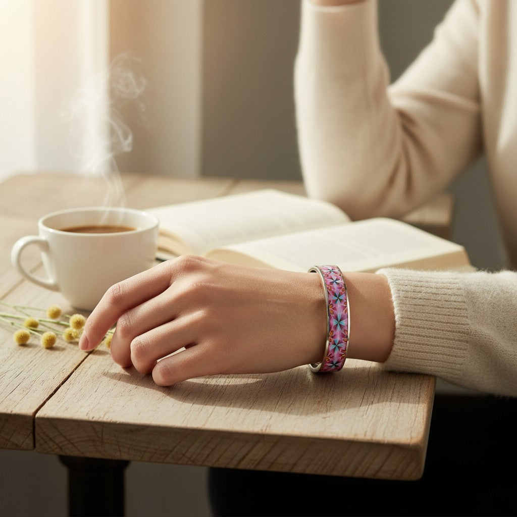 These Pretty Things Velvet Petals Silver Bangle