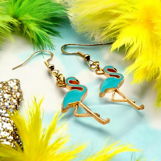 Made With Love Charmed Collection Blue Flamingo Hook Earrings