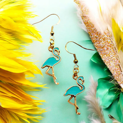 Made With Love Charmed Collection Blue Flamingo Hook Earrings