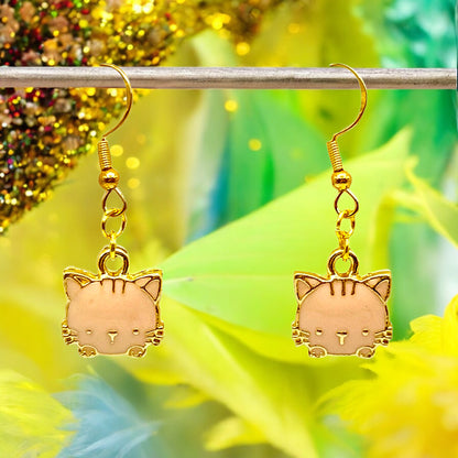 Made With Love Charmed Collection Pink Face Cat Earrings