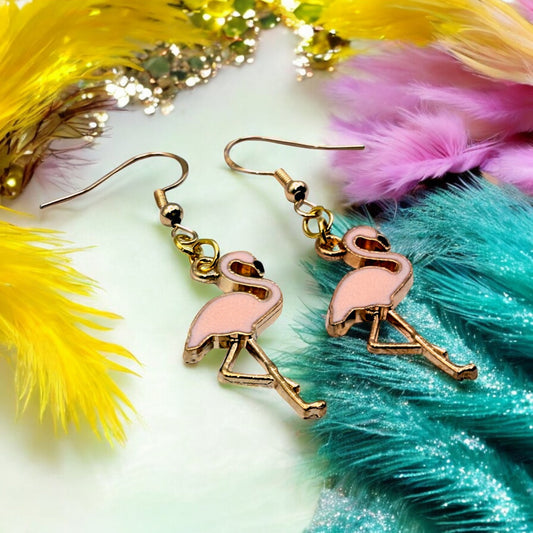 Made With Love Charmed Pink Flamingo Hook Earrings