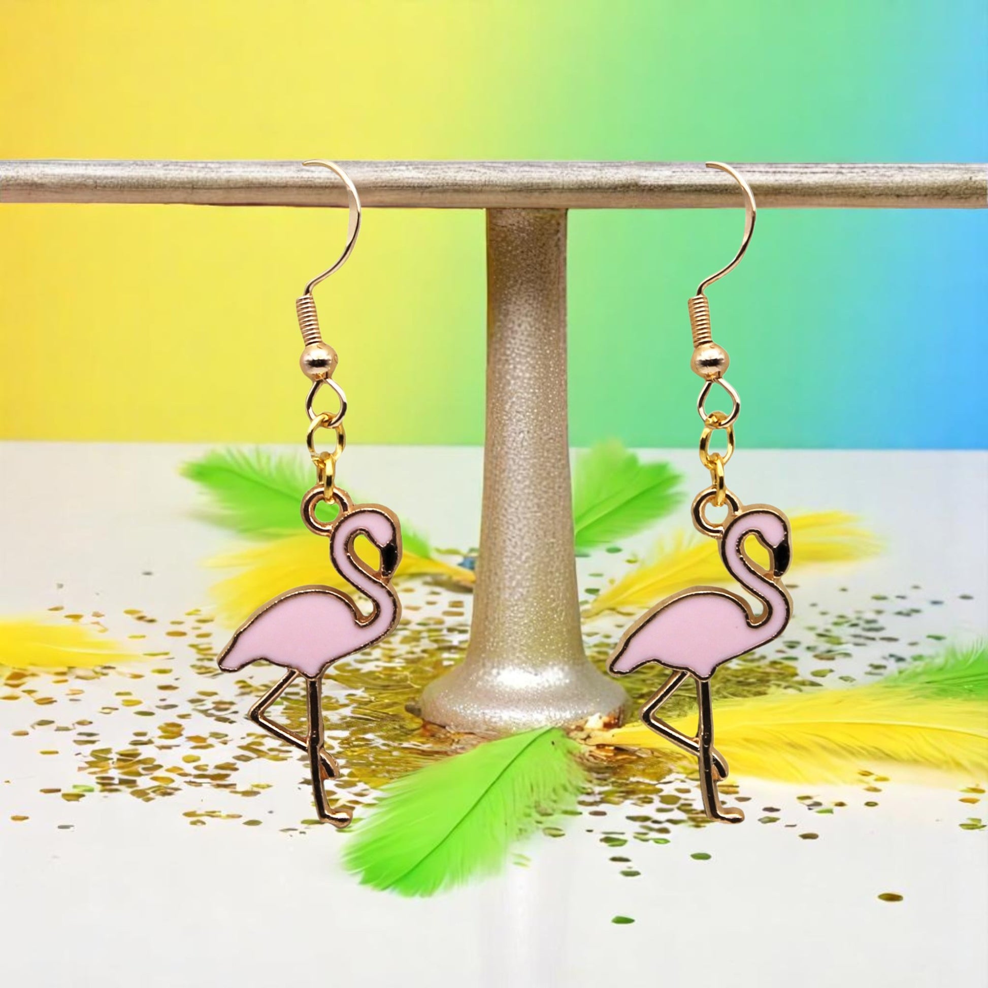 Made With Love Charmed Pink Flamingo Hook Earrings