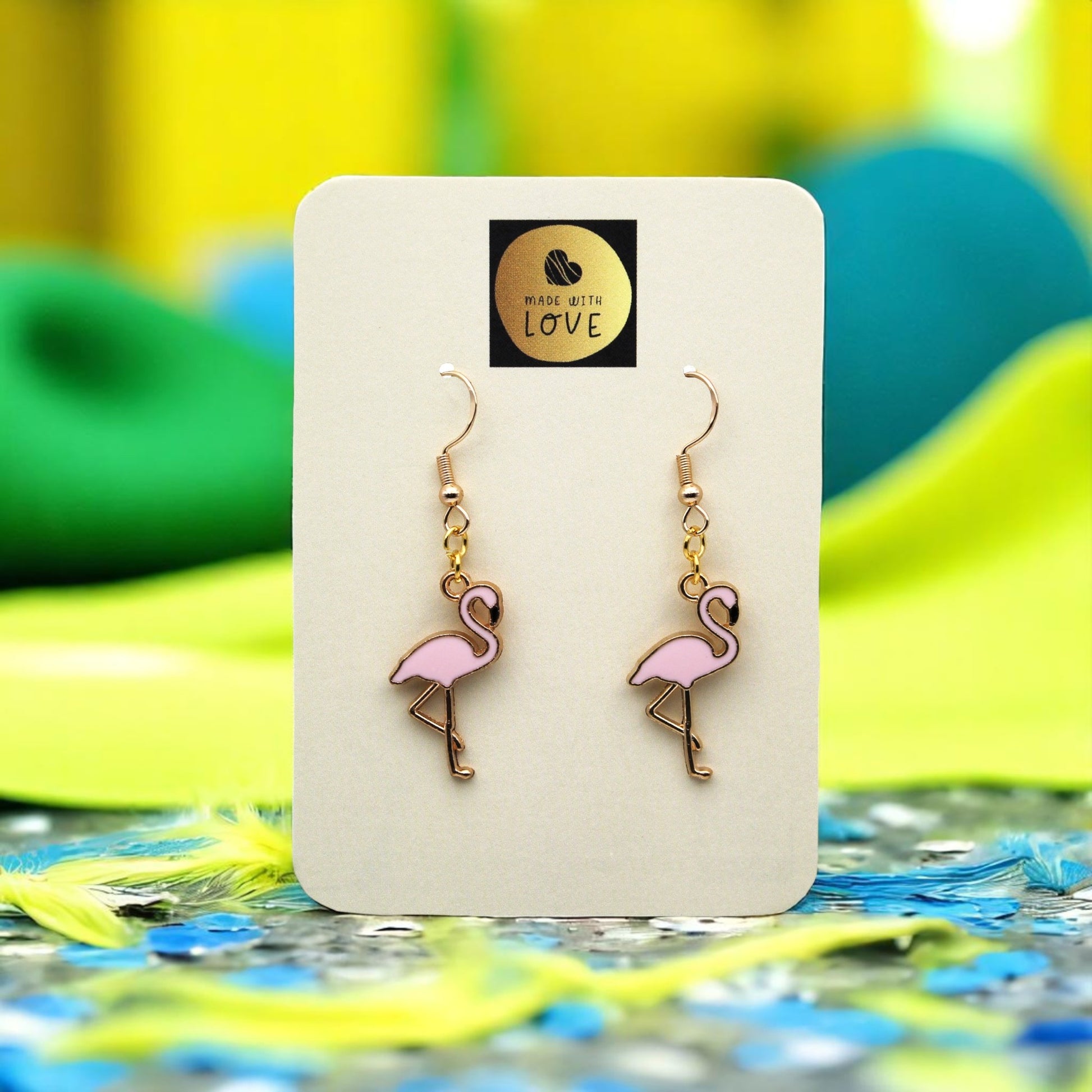 Made With Love Charmed Pink Flamingo Hook Earrings