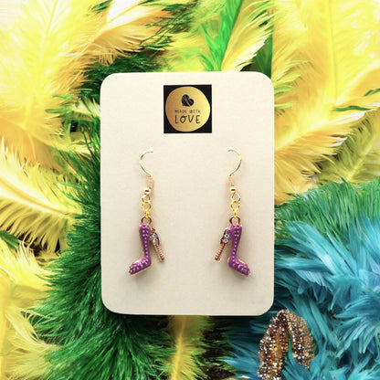Made With Love Charmed Collection Large Purple Shoe Hook Earrings