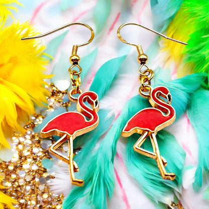 Made With Love Charmed Collection Large Red Flamingo Hook Earrings