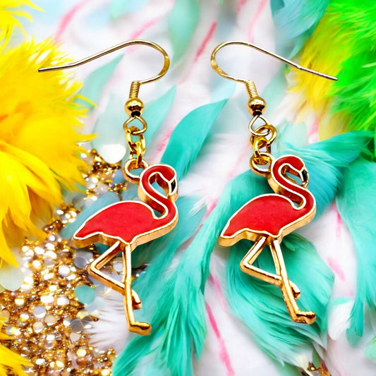 Made With Love Charmed Collection Large Red Flamingo Hook Earrings