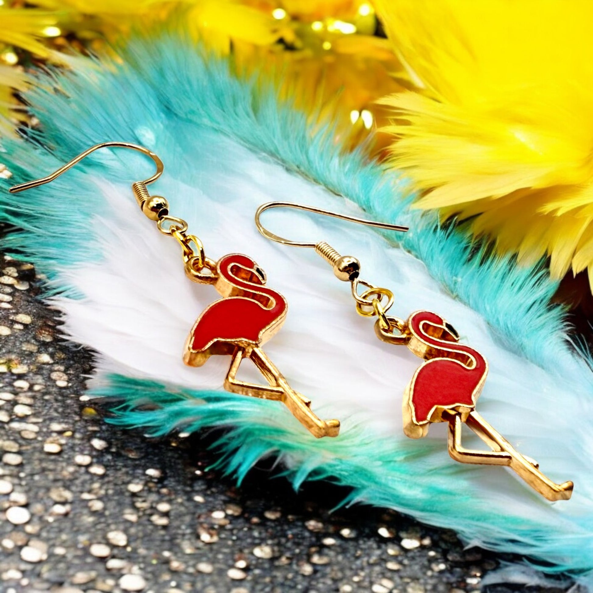 Made With Love Charmed Collection Large Red Flamingo Hook Earrings