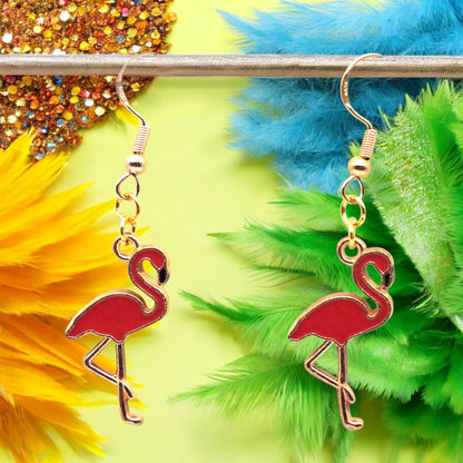 Made With Love Charmed Collection Large Red Flamingo Hook Earrings