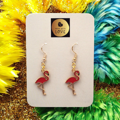 Made With Love Charmed Collection Large Red Flamingo Hook Earrings