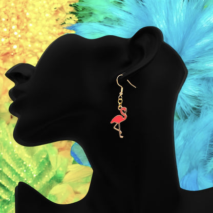 Made With Love Charmed Collection Large Red Flamingo Hook Earrings