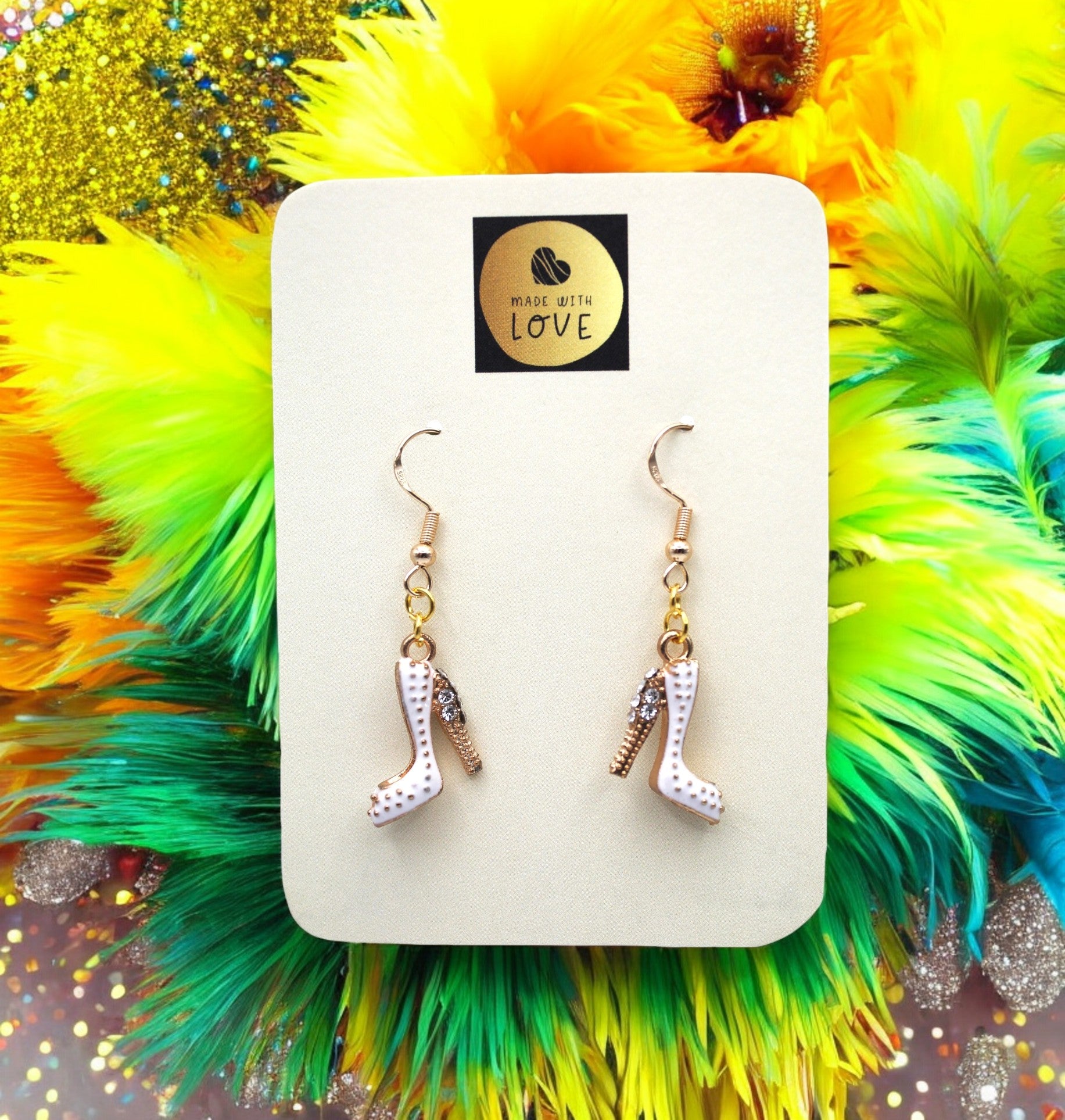 Made With Love Charmed Collection White Shoes Earrings