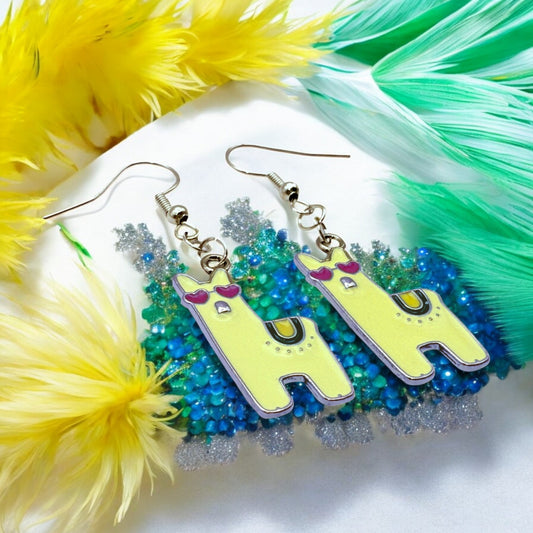 Made With Love Charmed Collection Large Yellow Alpaca Hook Earrings