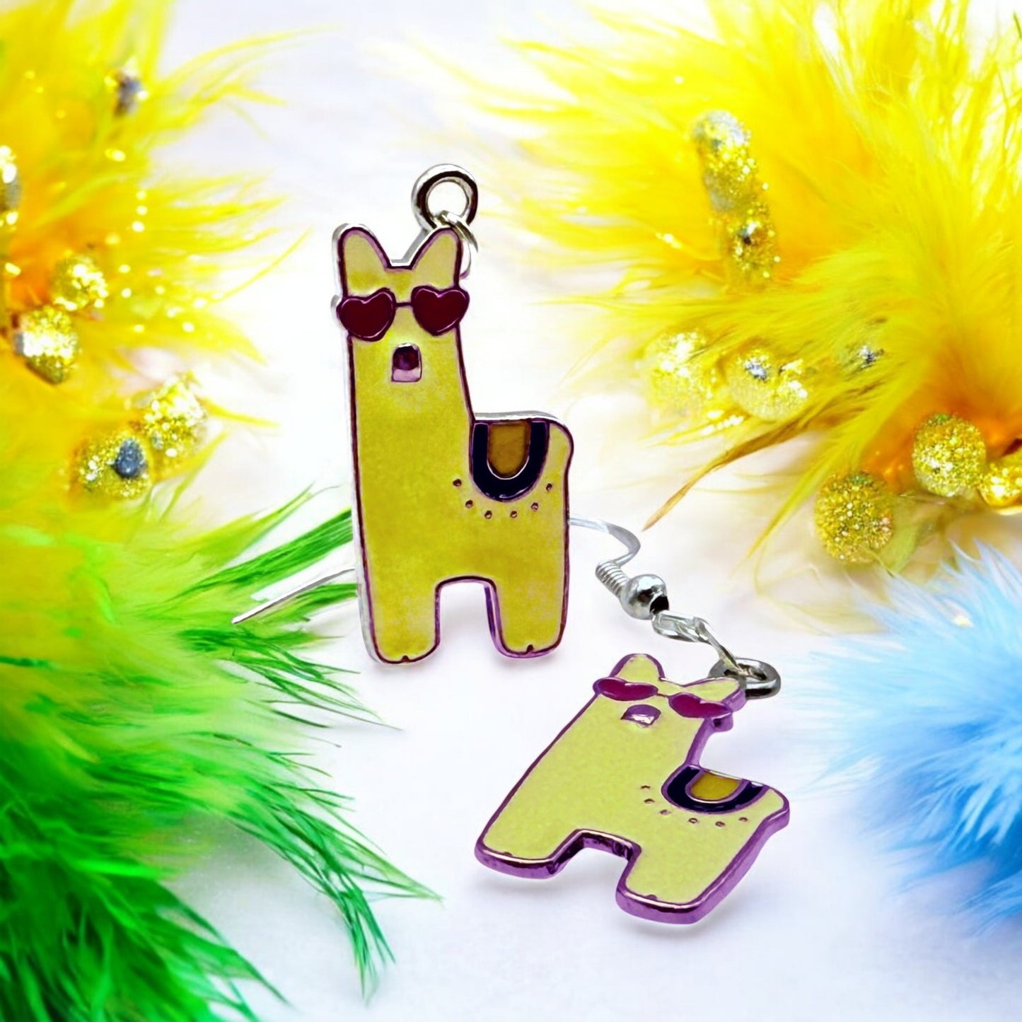 Made With Love Charmed Collection Large Yellow Alpaca Hook Earrings