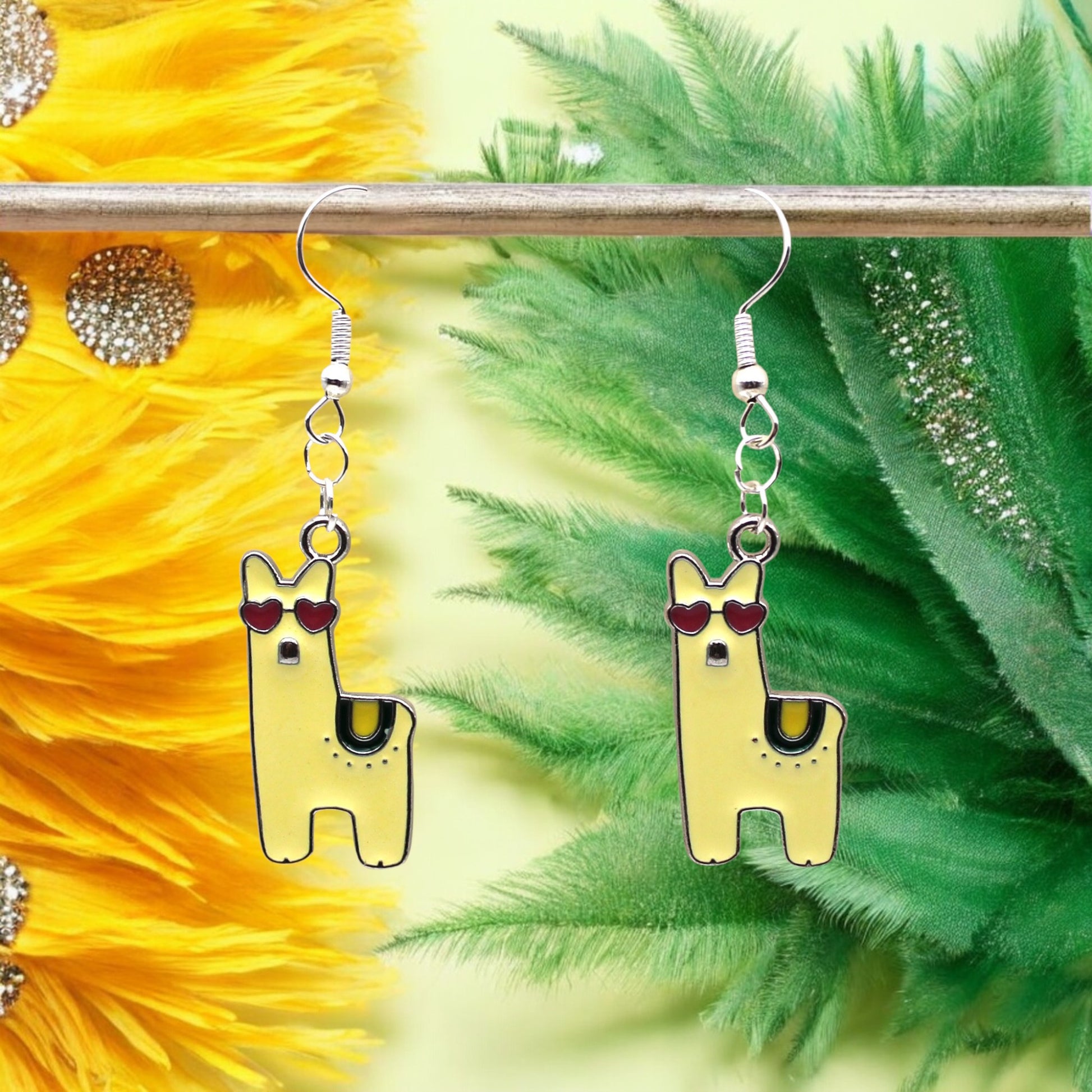 Made With Love Charmed Collection Large Yellow Alpaca Hook Earrings