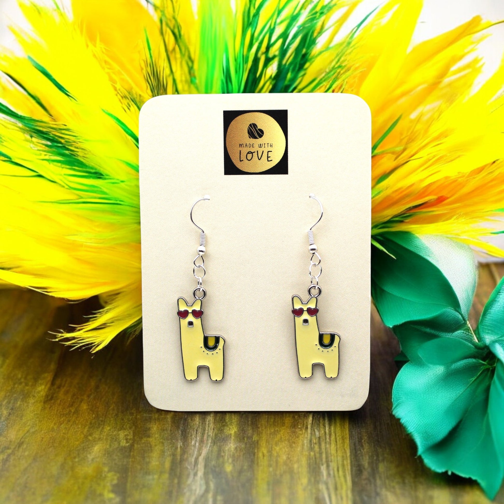 Made With Love Charmed Collection Large Yellow Alpaca Hook Earrings