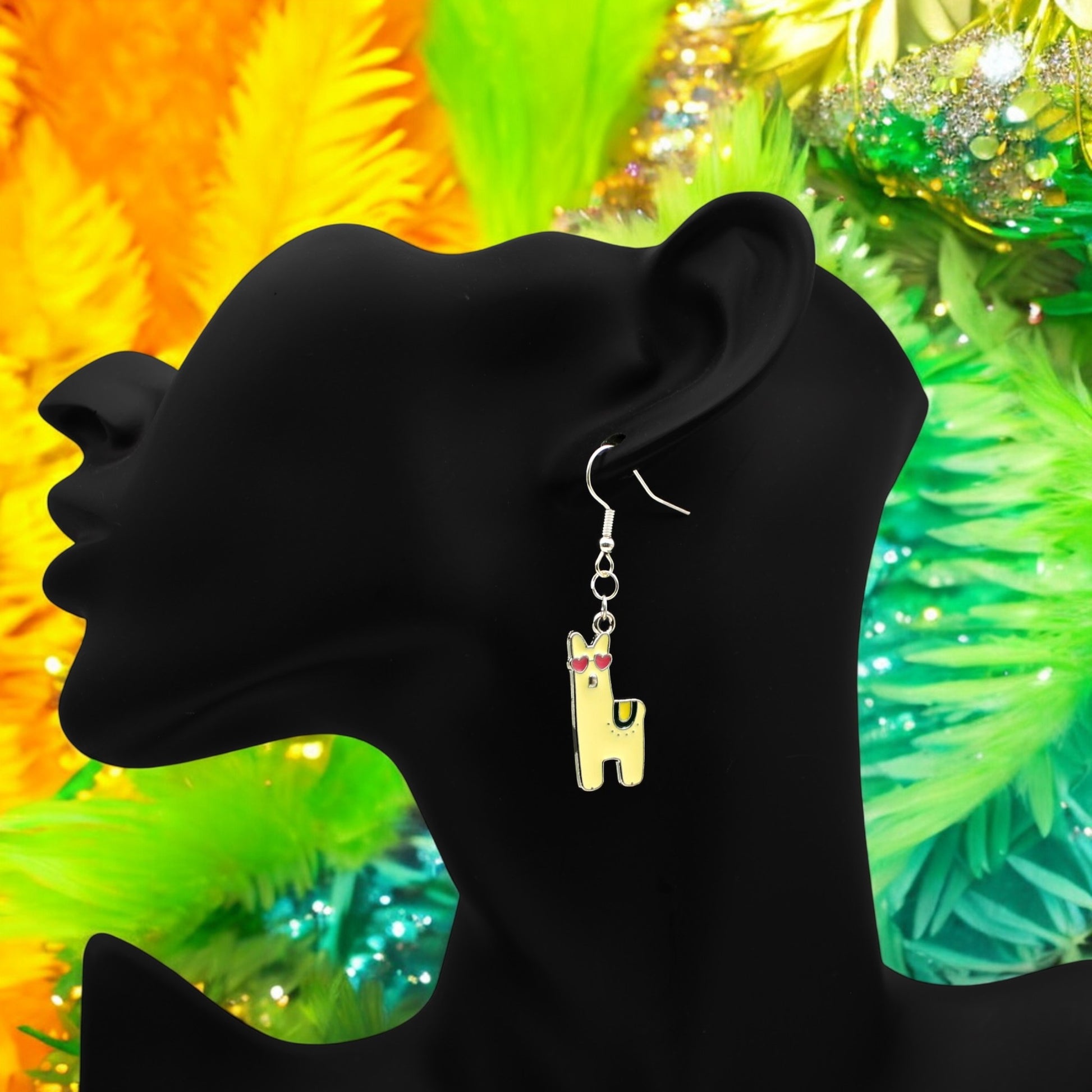 Made With Love Charmed Collection Large Yellow Alpaca Hook Earrings